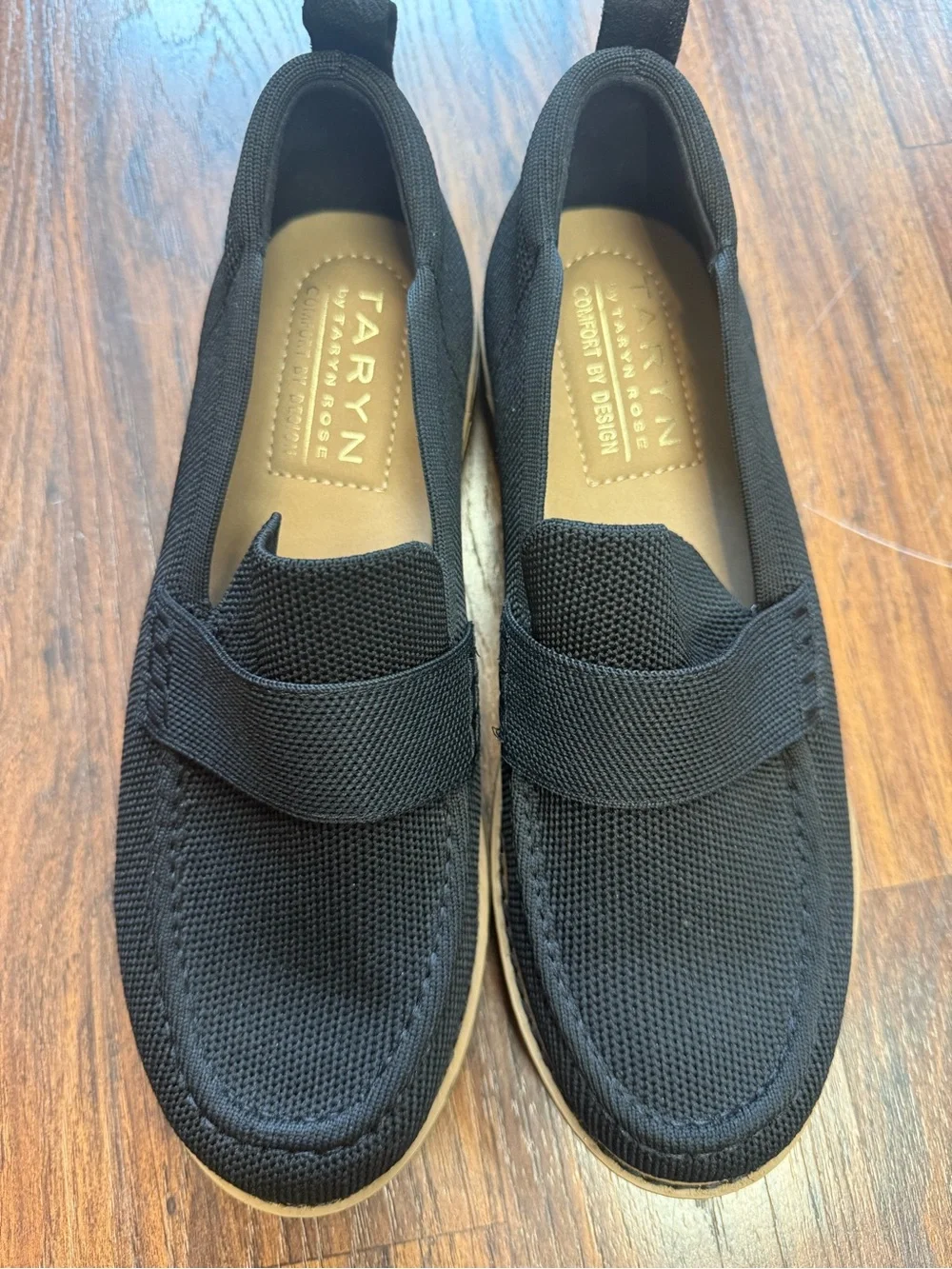 Taryn Rose Black Knit Slip-On Loafers